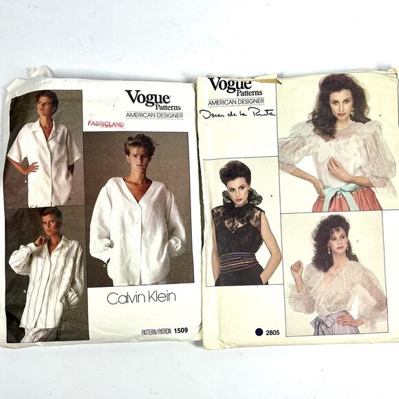 Vintage Vogue Designer Pattern Lot Of 2 Klein & De La Renta Size 10-12 UNCUT - Picture 1 of 2